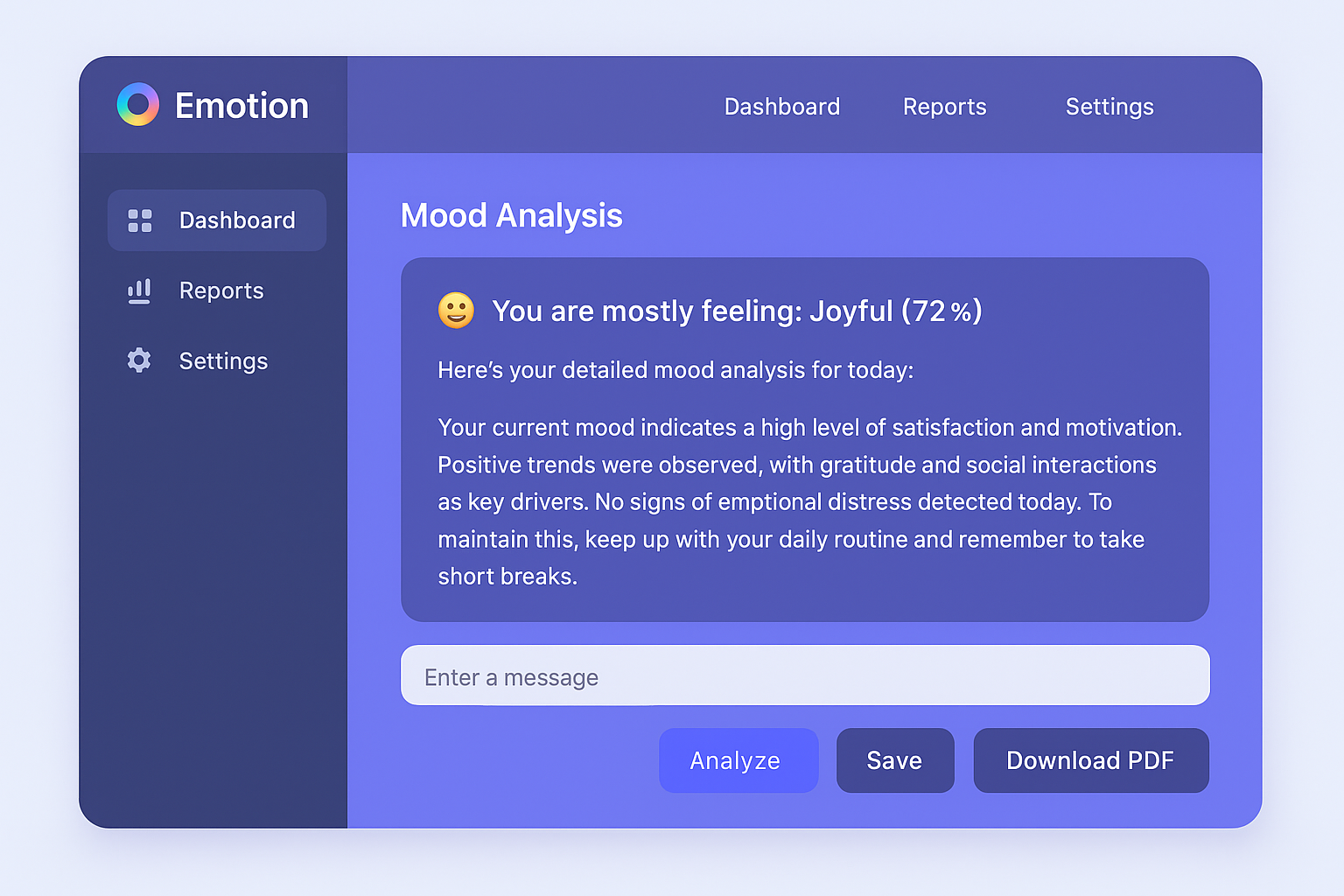 Emotion Analysis Interface - Input View